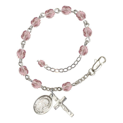 Light Amethyst Crystal St Apollonia of Alexandria Birthstone Rosary Bracelet, Bliss Manufacturing