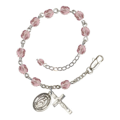 Our Lady of Fatima Rosary Bracelet with Pewter Crucifix and Charm, Birthstone 6mm Fire Polished Light Amethyst Beads for June, Bliss Manufacturing