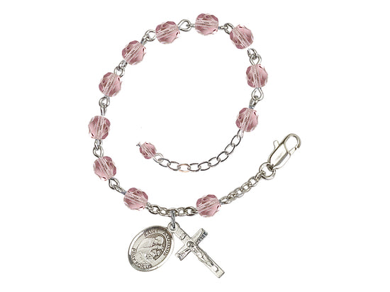 Light Amethyst Crystal St Aloysius Gonzaga Birthstone Rosary Bracelet