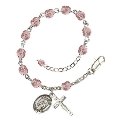 Light Amethyst Crystal St Alice Birthstone Rosary Bracelet, Bliss Manufacturing