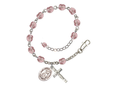 Light Amethyst Crystal St Adrian of Nicomedia Birthstone Rosary Bracelet, Bliss Manufacturing