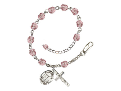 Light Amethyst Crystal St Aidan of Lindesfarne Birthstone Rosary Bracelet, Bliss Manufacturing