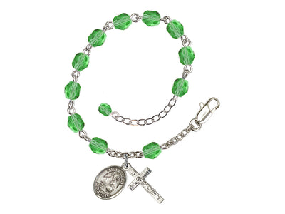 St. Albert the Great Birthstone Silver-plated Rosary Bracelet in Peridot, Bliss Manufacturing