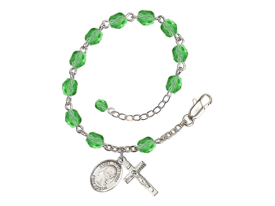 Peridot Crystal St Apollonia of Alexandria Birthstone Rosary Bracelet