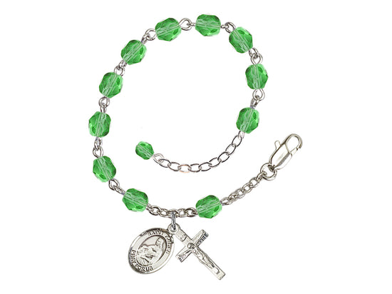 Peridot Crystal St Agnes of Rome Birthstone Rosary Bracelet