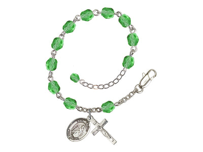 Peridot Crystal St Aaron Birthstone Rosary Bracelet, Bliss Manufacturing