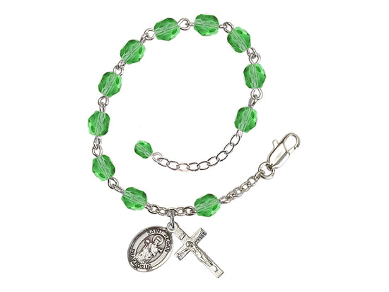 Peridot Crystal St Aedan of Ferns Birthstone Rosary Bracelet