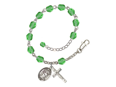 Peridot Crystal St Aedan of Ferns Birthstone Rosary Bracelet, Bliss Manufacturing