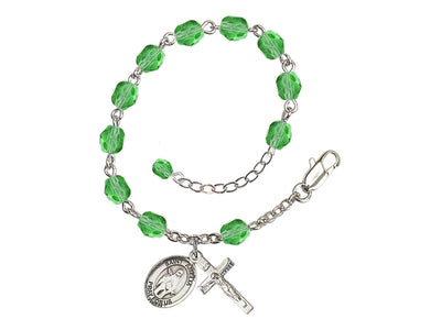 Peridot Crystal St Amelia Birthstone Rosary Bracelet, Bliss Manufacturing