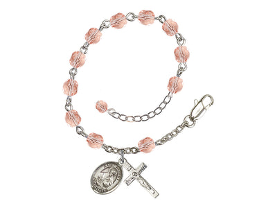 St. Albert the Great Birthstone Silver-plated Rosary Bracelet in Pink, Bliss Manufacturing