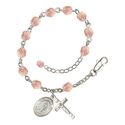 St. Joan of Arc Birthstone Engravable Rosary in Pink, Bliss Manufacturing