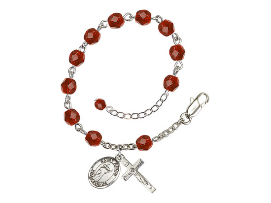 Ruby Crystal St Aidan of Lindesfarne Birthstone Rosary Bracelet