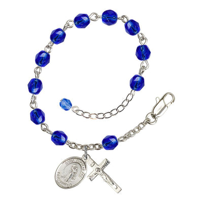 St. Joan of Arc Birthstone Engravable Rosary in Sapphire, Bliss Manufacturing