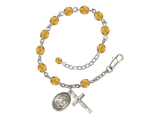 Bliss Silver-Plated Crystal St Albert the Great Birthstone Rosary Bracelet