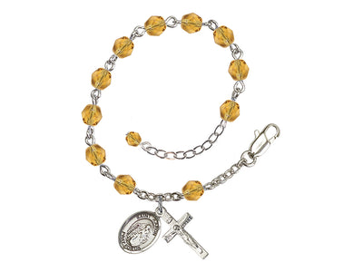 Topaz Crystal St Aaron Birthstone Rosary Bracelet, Bliss Manufacturing