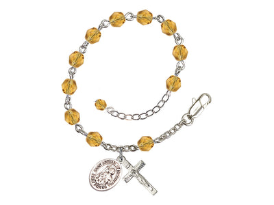 Topaz Crystal St Adrian of Nicomedia Birthstone Rosary Bracelet, Bliss Manufacturing