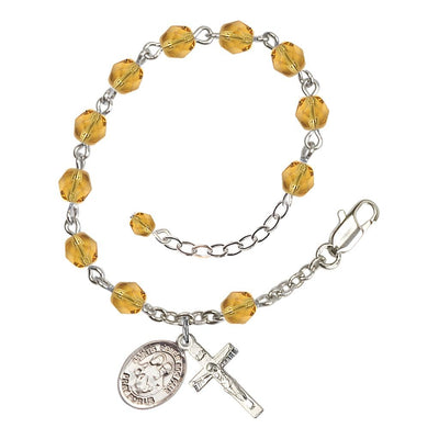 St. Peter and St. Paul Birthstone Silver Rosary Bracelet view 11 in Topaz, Bliss Manufacturing
