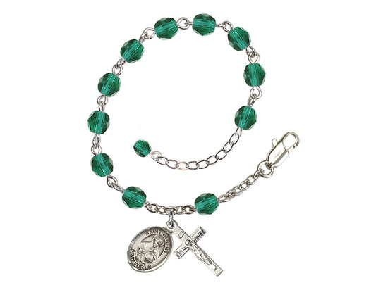 Bliss Silver-Plated Crystal St Albert the Great Birthstone Rosary Bracelet