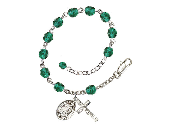 Bliss Silver-Plated Zircon Crystal St Ann Birthstone Rosary Bracelet