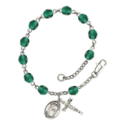 St. Monica birthstone silver plated rosary bracelet in Zircon, Bliss Manufacturing