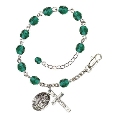 St. Paul of the Cross Rosary Bracelet with Pewter Crucifix and Charm, Birthstone 6mm Fire Polished Zircon Beads for December, Bliss Manufacturing