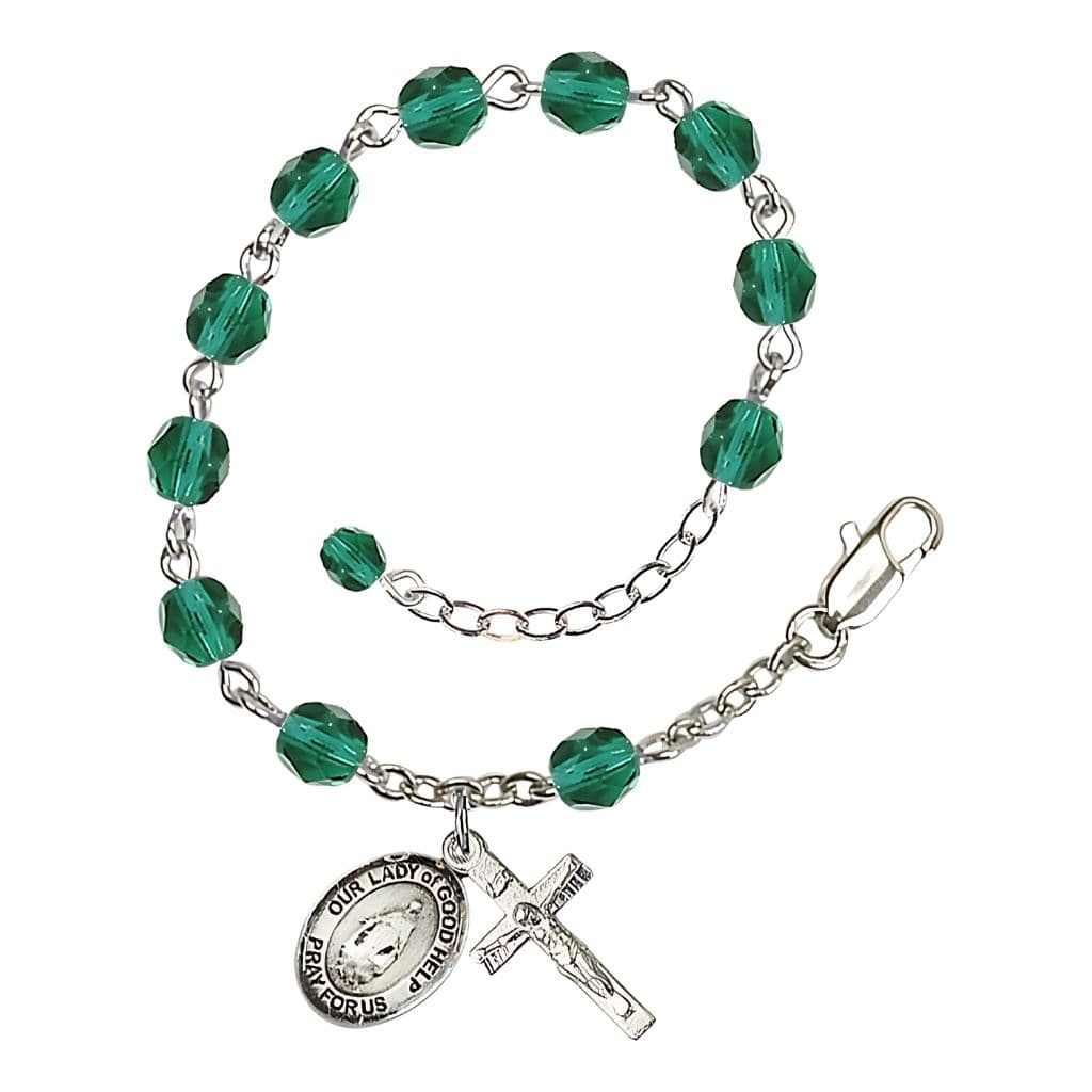 Bliss Our Lady of Good Help Birthstone Rosary Bracelet in Fire Polished Zircon,