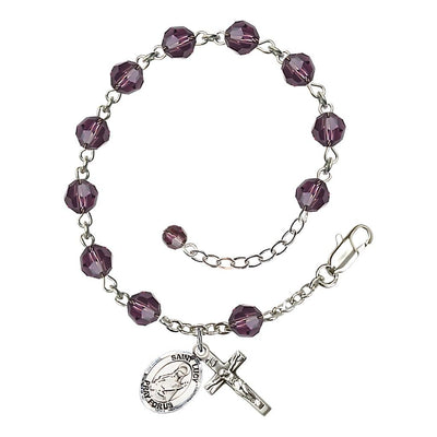 St. Lucy 6mm Amethyst Birthstone Sterling Silver Rosary Bracelet, Bliss Manufacturing