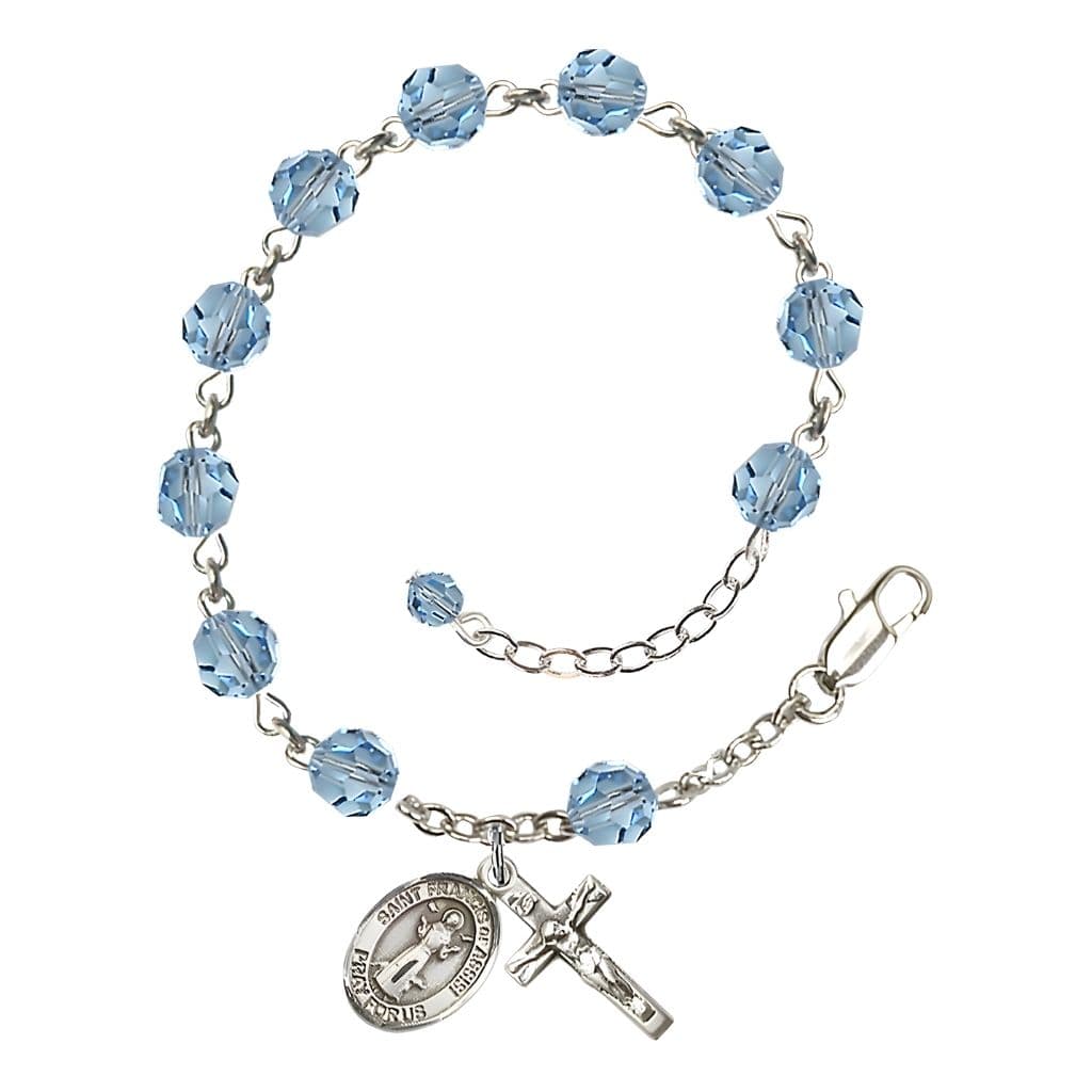 St. Francis of Assisi Birthstone Sterling Silver Rosary Bracelet