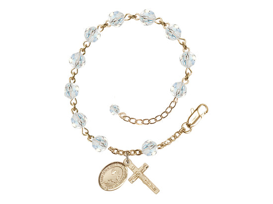 Footprint Cross 6mm Austrian Crystal Crystal Gold-Filled Rosary Bracelet