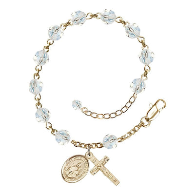 Our Lady of Consolation 6mm Crystal Gold-filled Rosary Bracelet in Clear, Bliss Manufacturing