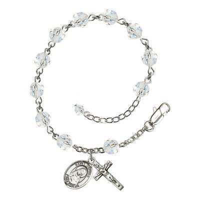 St. Monica Birthstone Sterling Silver Rosary Bracelet in Crystal, Bliss Manufacturing