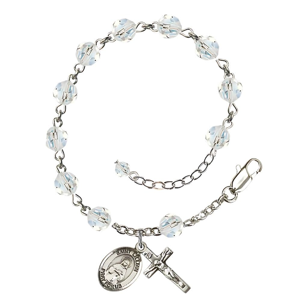 Bliss St. Lucy Rosary Bracelet with 6mm Clear Austrian Crystal Beads and Sterling Silver in gift box,