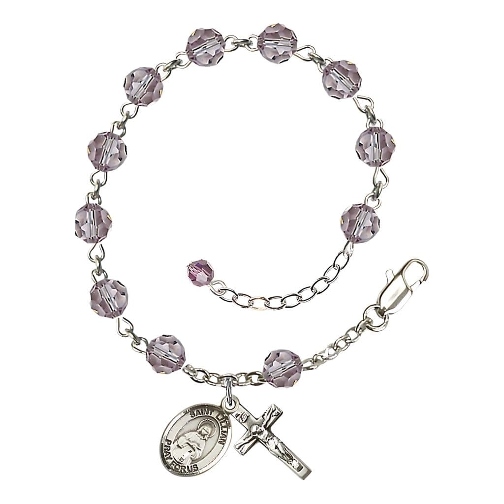 Bliss St. Lucy Rosary Bracelet with 6mm Light Amethyst Austrian Crystal Beads and Sterling Silver in gift box,