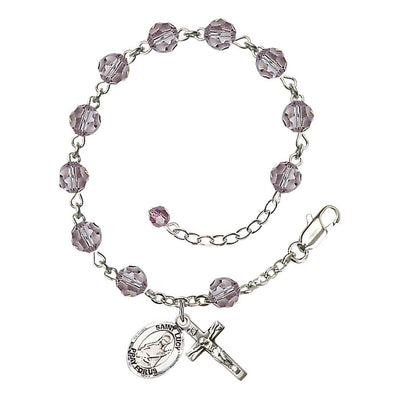 St. Lucy 6mm Light Amethyst Birthstone Sterling Silver Rosary Bracelet, Bliss Manufacturing