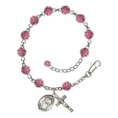 St. Monica Birthstone Sterling Silver Rosary Bracelet in Rose, Bliss Manufacturing