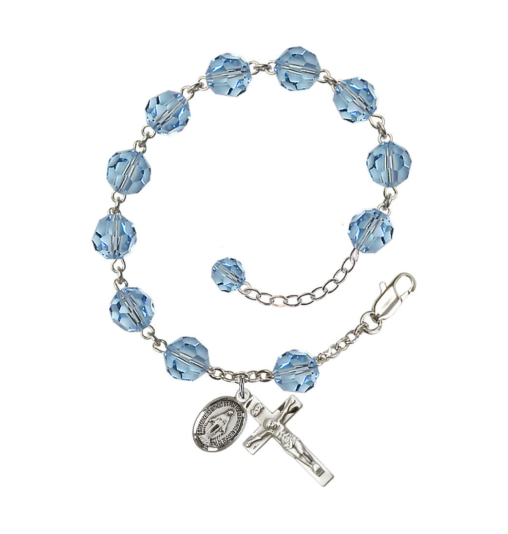 Bliss 8mm Austrian Crystal Sterling Silver Rosary Bracelet