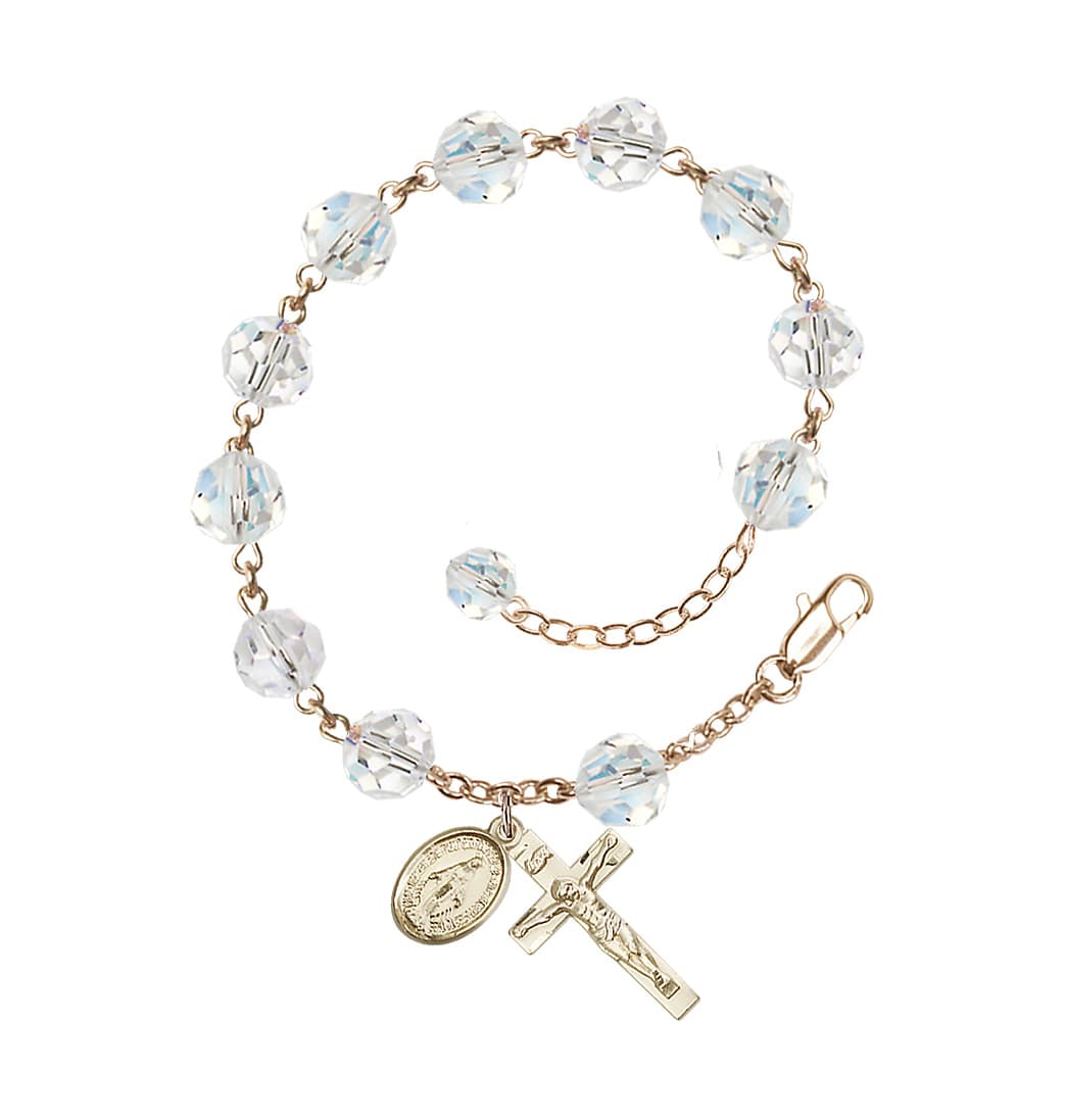 Bliss 8mm Austrian Crystal Gold-filled Rosary Bracelet,