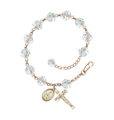 8mm Round Austrian Crystal 14kt Rosary Bracelet, Bliss Manufacturing