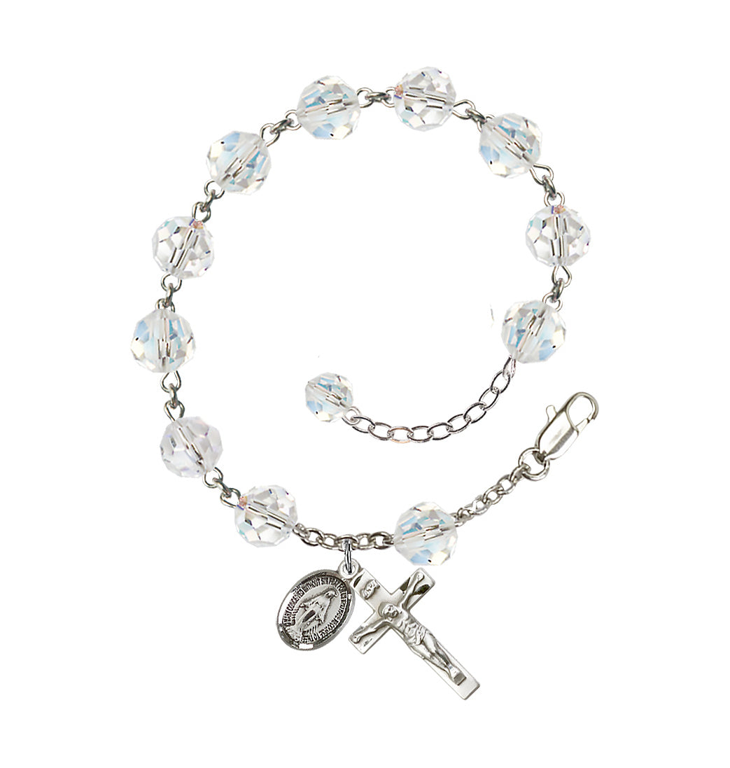 Bliss 8mm Austrian Crystal Sterling Silver Rosary Bracelet