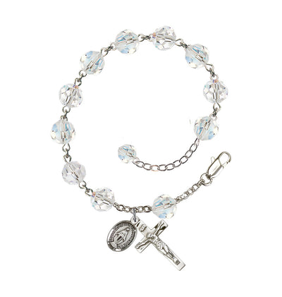 8mm Austrian Crystal Sterling Silver Rosary Bracelet, Bliss Manufacturing