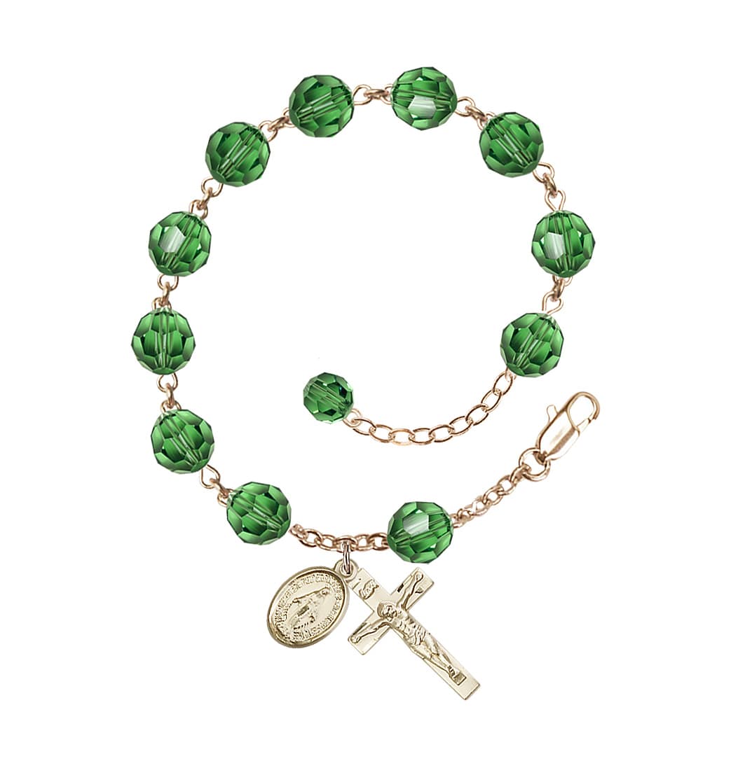 Bliss Erinite 8mm Austrian Crystal Gold-filled Rosary Bracelet,