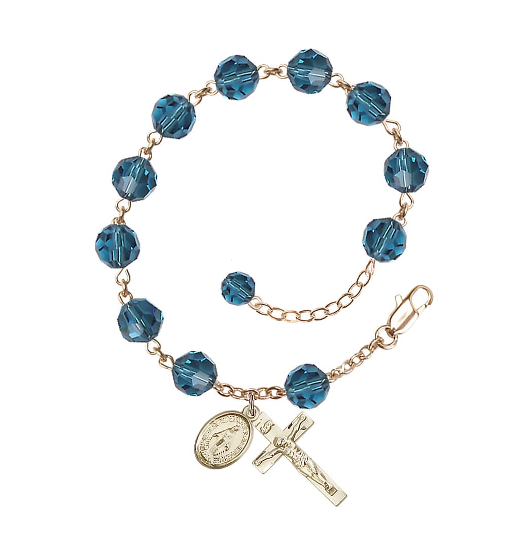 Bliss Indocolite 8mm Austrian Crystal Gold-filled Rosary Bracelet,