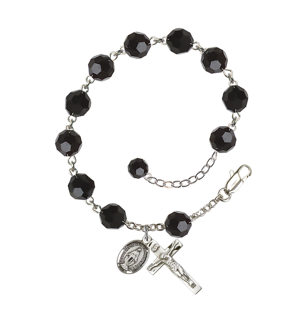 Bliss 8mm Austrian Crystal Sterling Silver Rosary Bracelet