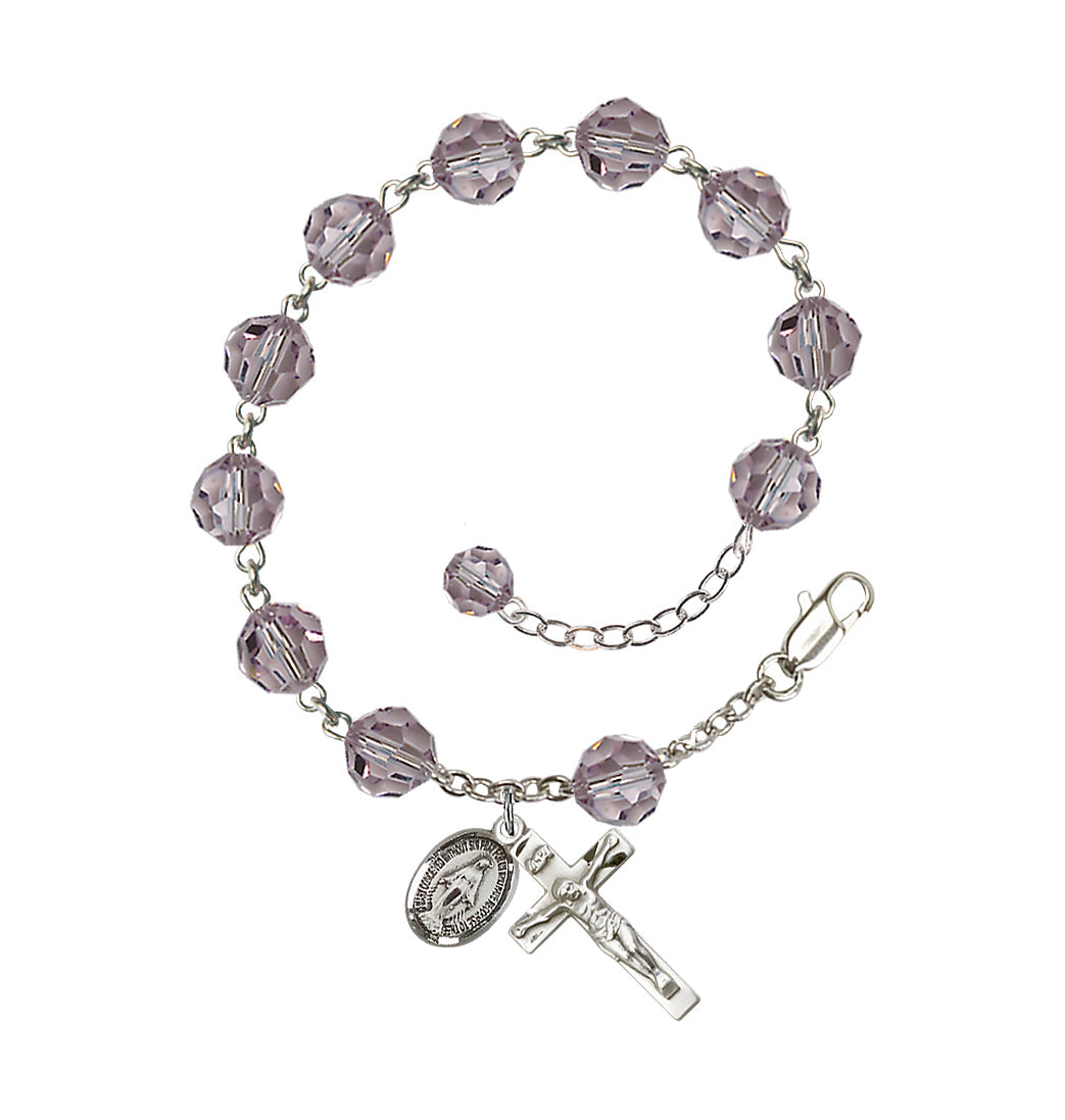 Bliss 8mm Austrian Crystal Sterling Silver Rosary Bracelet