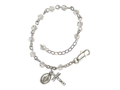 Baby 4mm Austrian Crystal Silver-plated Bracelet with Austrian Crystals, May Emerald Birthstone, Bliss Manufacturing