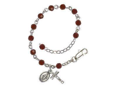 Baby 4mm Austrian Crystal Silver-plated Bracelet with Austrian Crystals, January Birthstone Garnet, Bliss Manufacturing