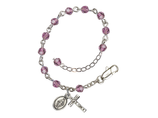 Bliss Birthstone Baby 4mm Austrian Crystal Silver-plated Bracelet