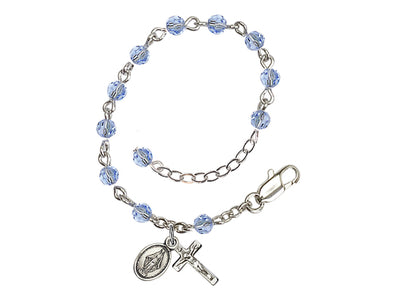 Baby 4mm Austrian Crystal Silver-plated Bracelet with Austrian Crystals, September Sapphire Birthstone, Bliss Manufacturing