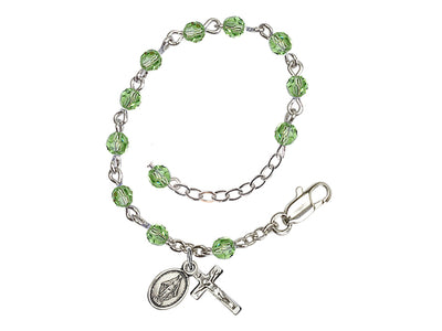 Baby 4mm Austrian Crystal Silver-plated Bracelet with Austrian Crystals, November Topaz Birthstone in Peridot, Bliss Manufacturing