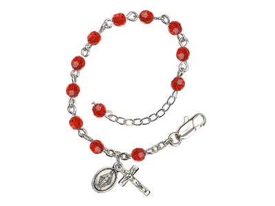 Baby 4mm Austrian Crystal Silver-plated Bracelet with Austrian Crystals with Black Beads in Ruby, Bliss Manufacturing